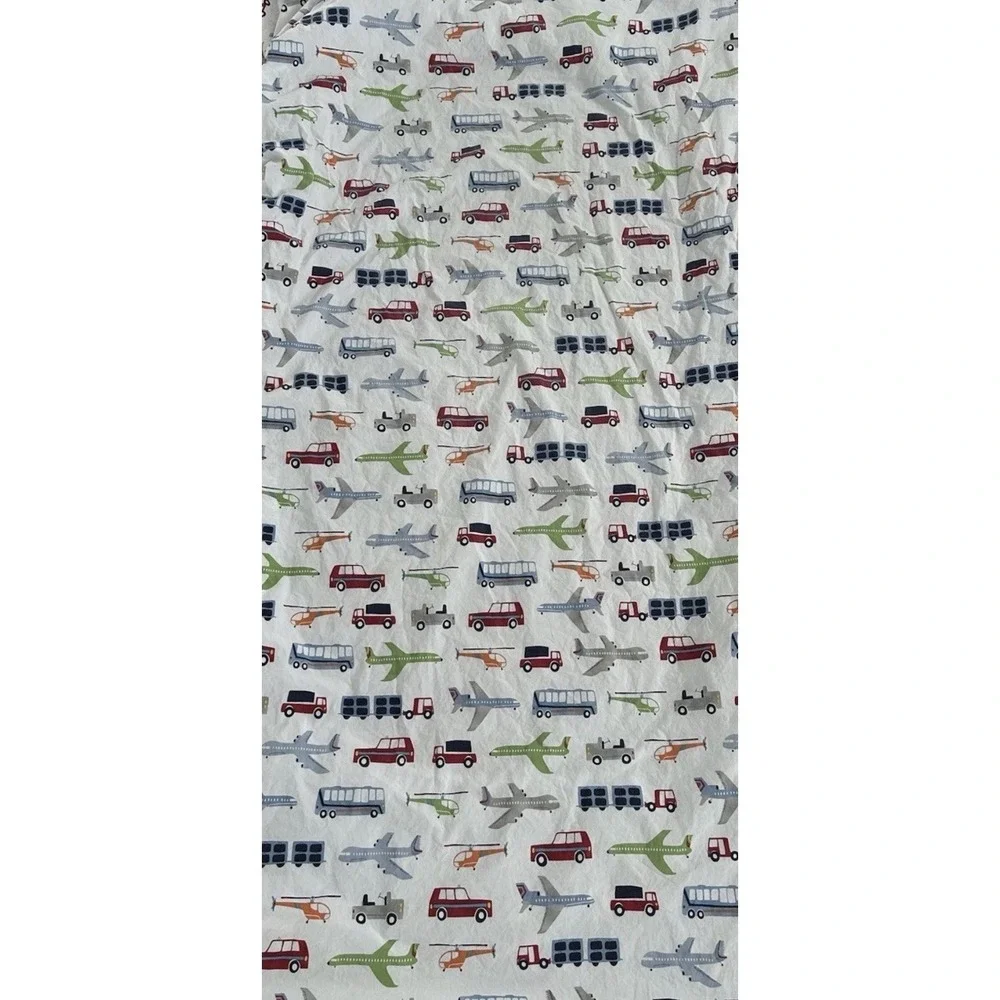 Pottery Barn Kids Organic Cotton Twin Fitted Sheet  Transportation Cars Trucks